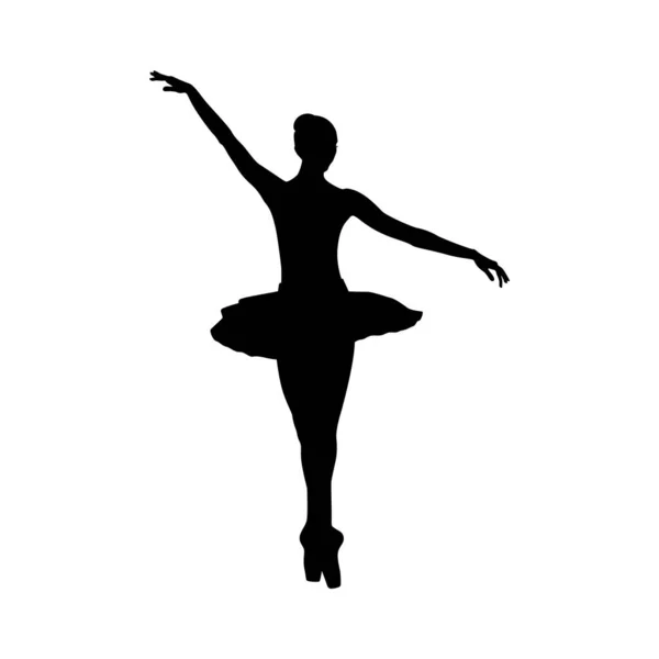Ballerina Woman Silhouette Vector Illustration Black White — Stock Vector