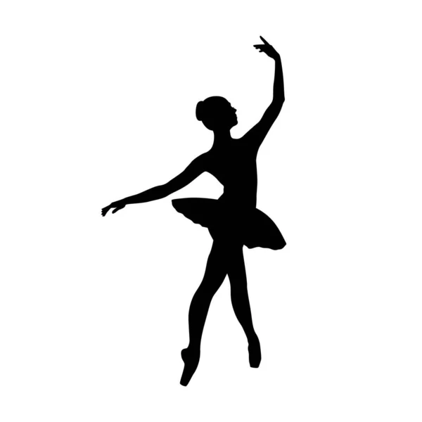 Ballerine Femme Silhouette Vectorielle Illustration Noir Blanc — Image vectorielle