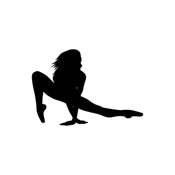 Ballet Dancer Woman Silhouette Vector Illustration Black White — Stock Vector