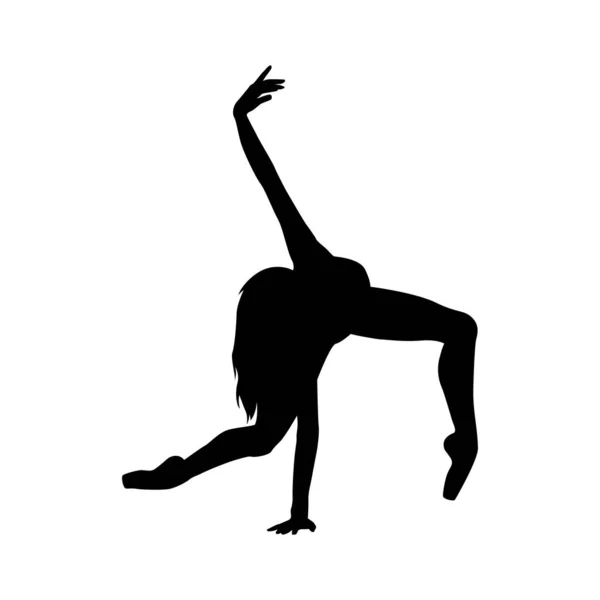 Ballet Danseuse Femme Silhouette Vectoriel Illustration Noir Blanc — Image vectorielle