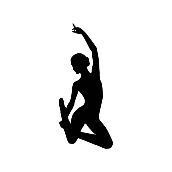 Baletní Tanečnice Žena Silueta Vektor Ilustrace Černá Bílá — Stockový vektor