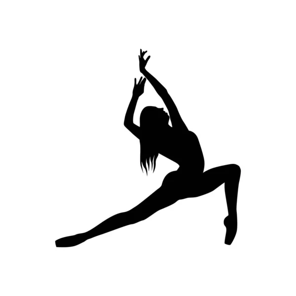 Ballet Danser Vrouw Silhouet Vector Illustratie Zwart Wit — Stockvector