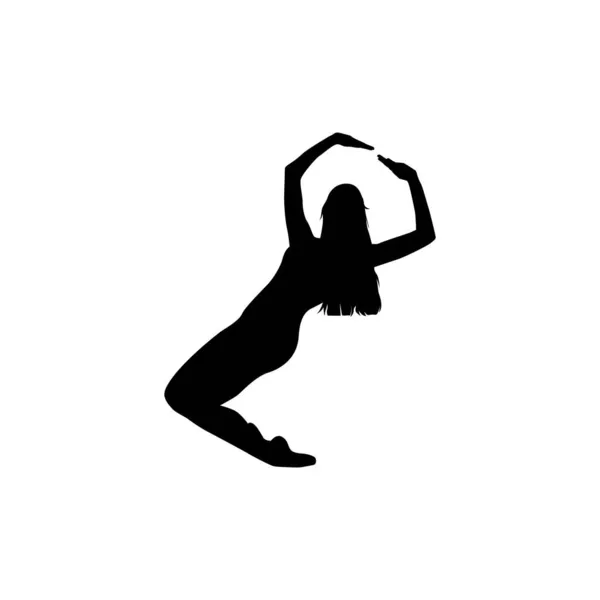 Ballet Dançarina Mulher Silhueta Vetor Ilustração Preto Branco — Vetor de Stock