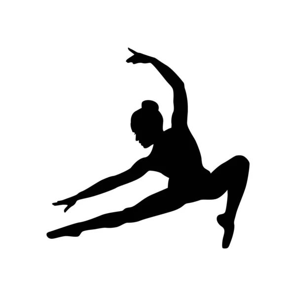 Ballet Bailarina Mujer Silueta Vector Ilustración Blanco Negro — Archivo Imágenes Vectoriales