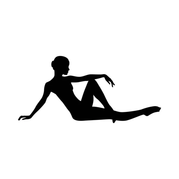 Ballet Dancer Woman Silhouette Vector Illustration Black White — Stock Vector