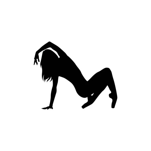 Ballet Danseuse Femme Silhouette Vectoriel Illustration Noir Blanc — Image vectorielle