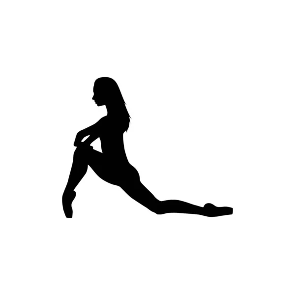 芭蕾舞蹈女人影矢量描绘黑白 — 图库矢量图片