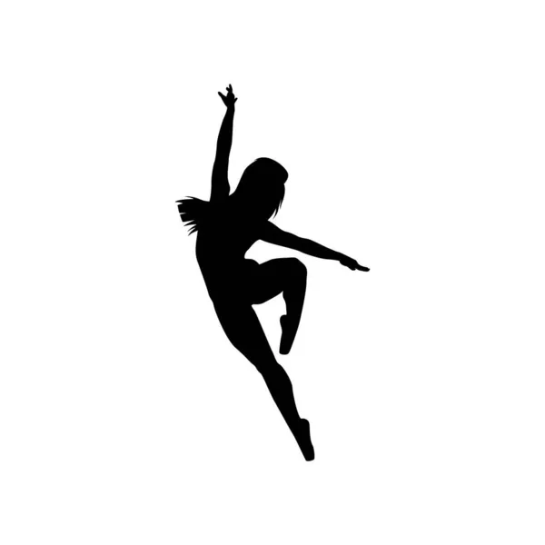 Dancer Woman Silhouette Vector Illustration Black White — Stock Vector