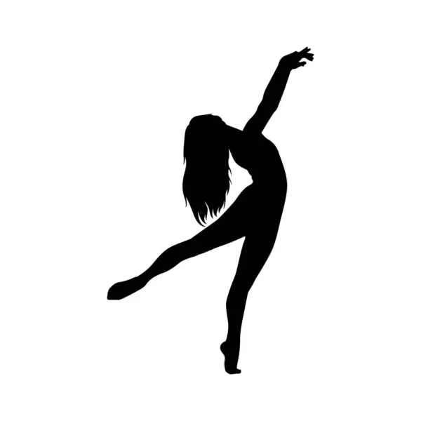Bailarina Mujer Silueta Vector Ilustración Blanco Negro — Archivo Imágenes Vectoriales