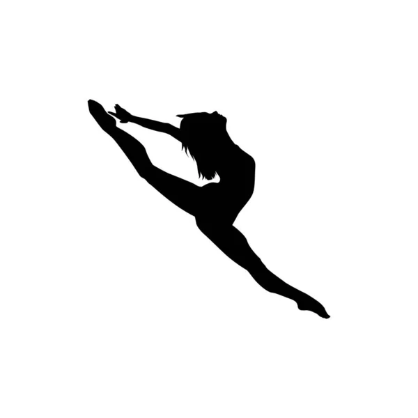 Bailarina Mujer Silueta Vector Ilustración Blanco Negro — Archivo Imágenes Vectoriales