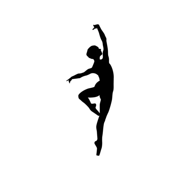 Ballerina Donna Silhouette Vettoriale Illustrazione Bianco Nero — Vettoriale Stock