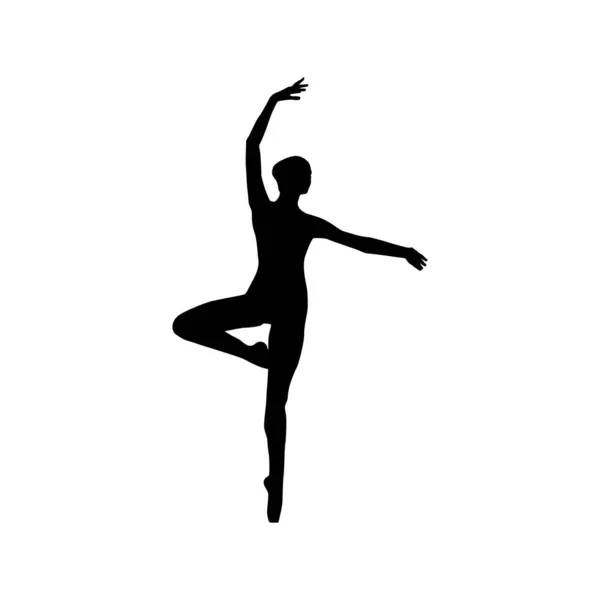 Danser Vrouw Silhouet Vector Illustratie Zwart Wit — Stockvector