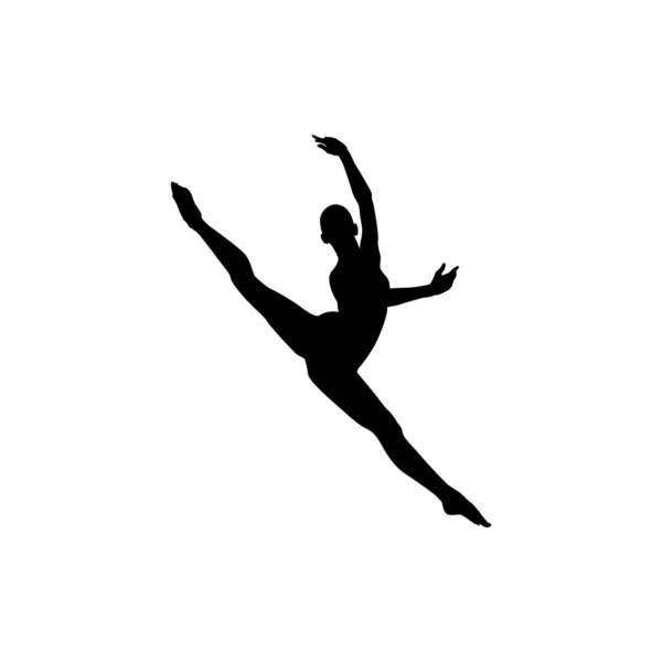 Ballerina Donna Silhouette Vettoriale Illustrazione Bianco Nero — Vettoriale Stock