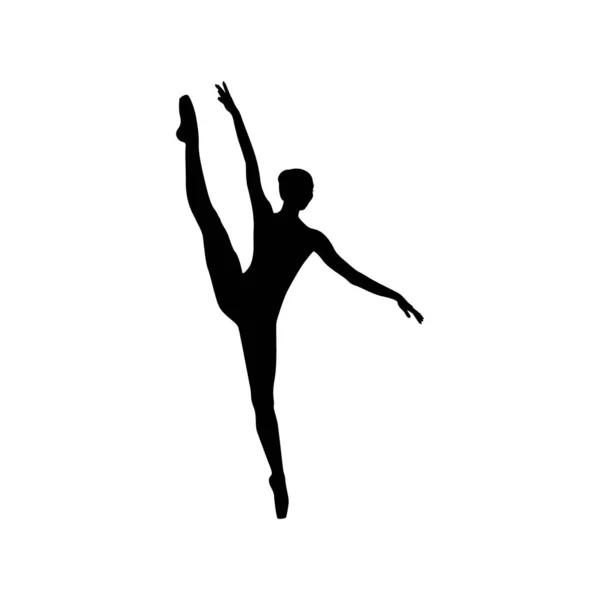 Danseuse Femme Silhouette Vectorielle Illustration Noir Blanc — Image vectorielle