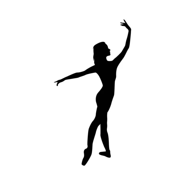 Dancer Woman Silhouette Vector Illustration Black White — Stock Vector