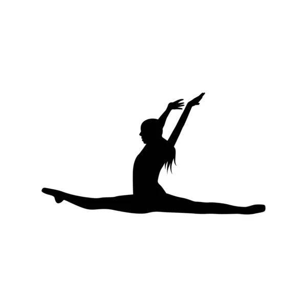 Dancer Woman Silhouette Vector Illustration Black White — Stock Vector