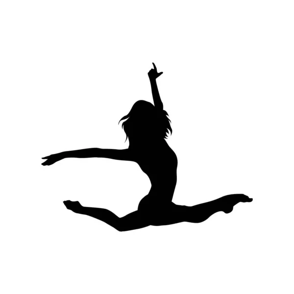 Danser Vrouw Silhouet Vector Illustratie Zwart Wit — Stockvector