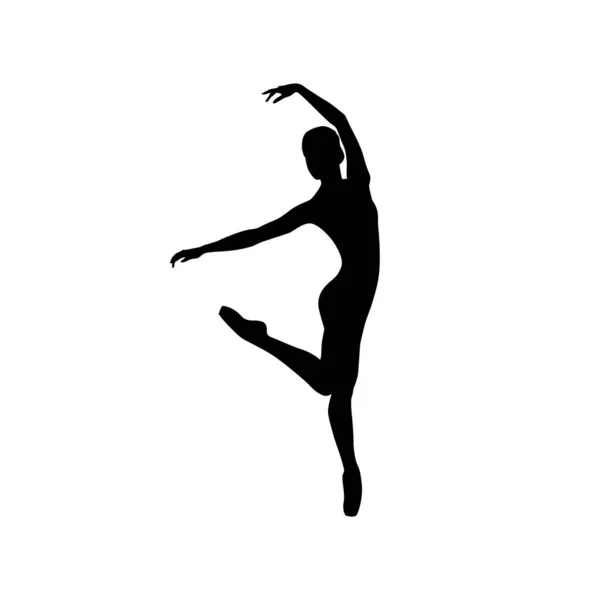Dansçı Kadın Silueti Vektör Illüstrasyonu Siyah Beyaz — Stok Vektör
