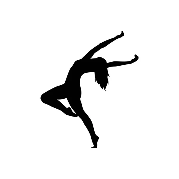 Danseuse Femme Silhouette Vectorielle Illustration Noir Blanc — Image vectorielle