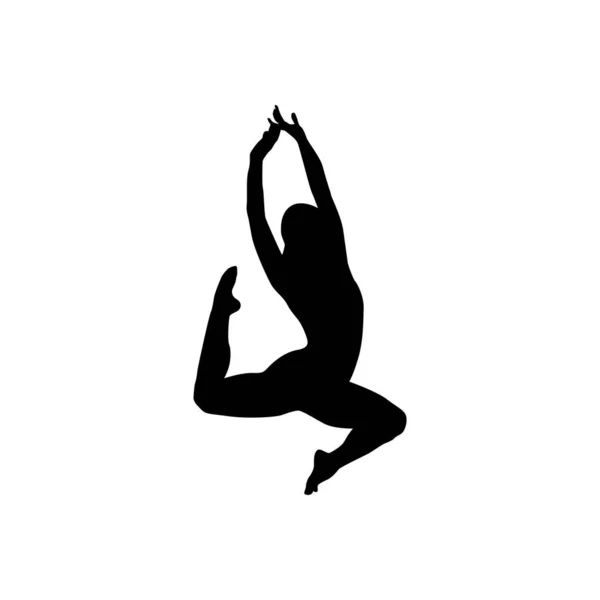 Dancer Woman Silhouette Vector Illustration Black White — Stock Vector