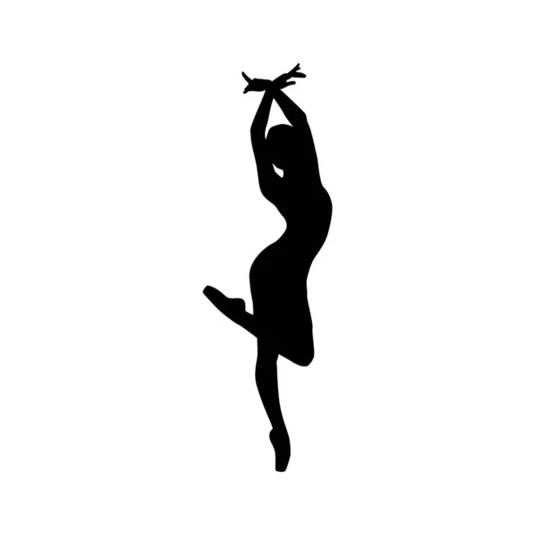 Tanečnice Žena Silueta Vektor Ilustrace Černá Bílá — Stockový vektor