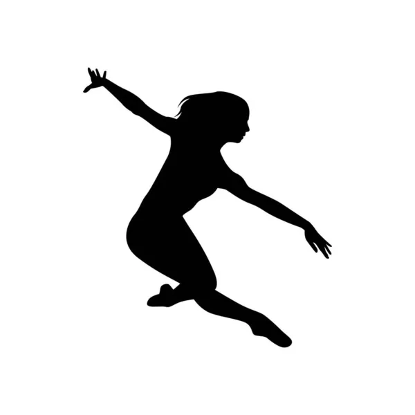 Danser Vrouw Silhouet Vector Illustratie Zwart Wit — Stockvector