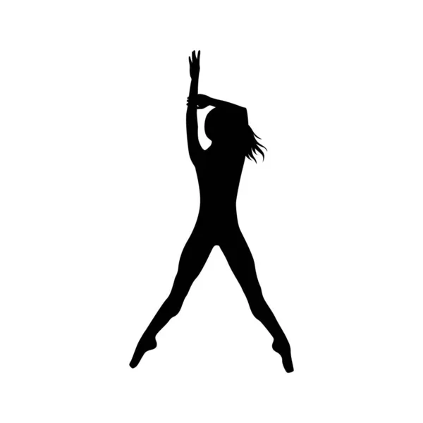 Danser Vrouw Silhouet Vector Illustratie Zwart Wit — Stockvector