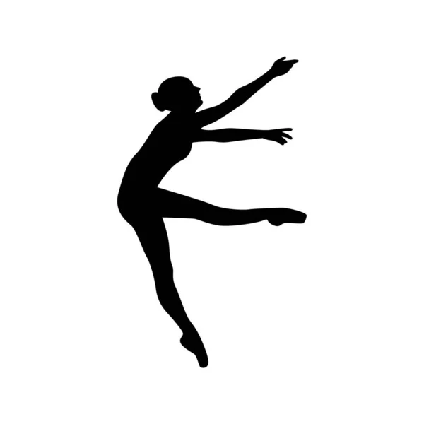 Bailarina Mujer Silueta Vector Ilustración Blanco Negro — Vector de stock