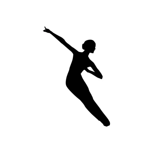 Dansçı Kadın Silueti Vektör Illüstrasyonu Siyah Beyaz — Stok Vektör
