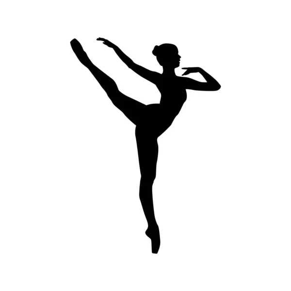 Tänzerin Frau Silhouette Vektor Illustration Schwarz Und Weiß — Stockvektor