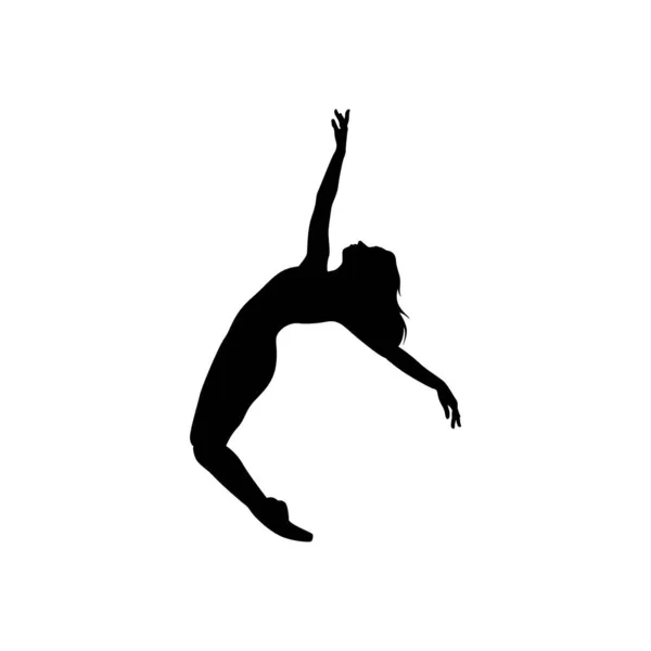 Danseuse Femme Silhouette Vectorielle Illustration Noir Blanc — Image vectorielle