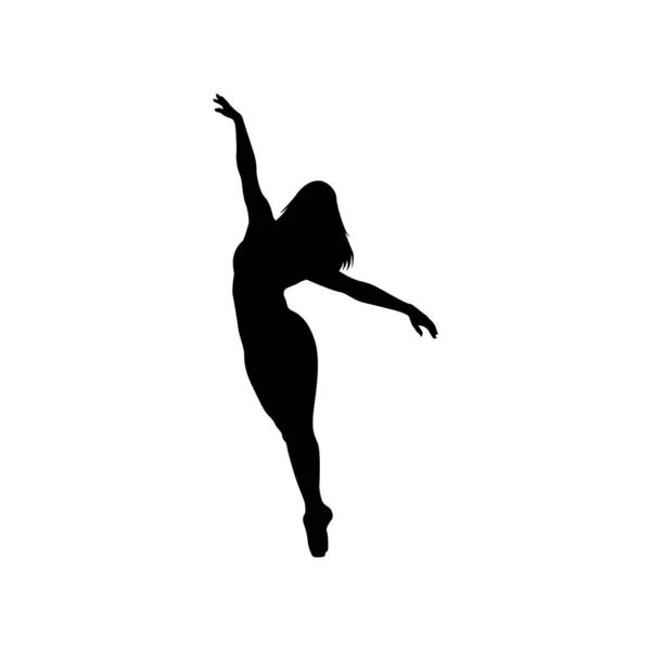 Bailarina Mujer Silueta Vector Ilustración Blanco Negro — Archivo Imágenes Vectoriales