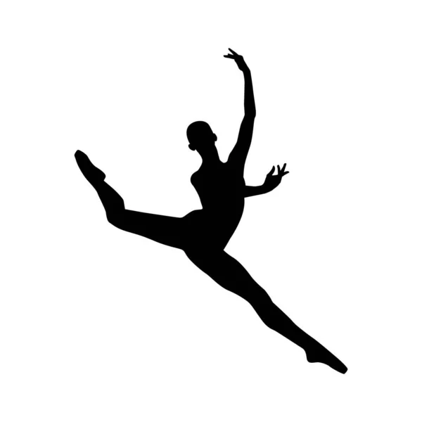 Bailarina Mujer Silueta Vector Ilustración Blanco Negro — Archivo Imágenes Vectoriales