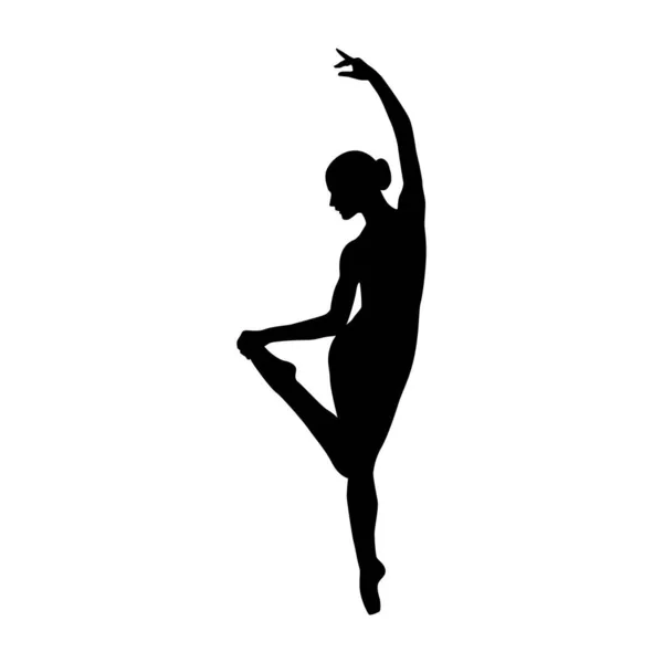 Bailarina Mujer Silueta Vector Ilustración Blanco Negro — Archivo Imágenes Vectoriales