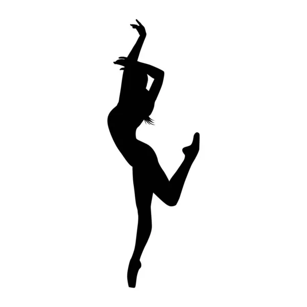 Bailarina Mujer Silueta Vector Ilustración Blanco Negro — Vector de stock