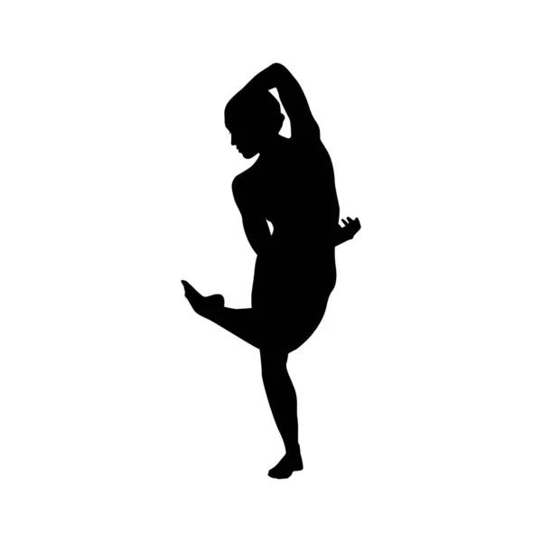 Danseuse Femme Silhouette Vectorielle Illustration Noir Blanc — Image vectorielle