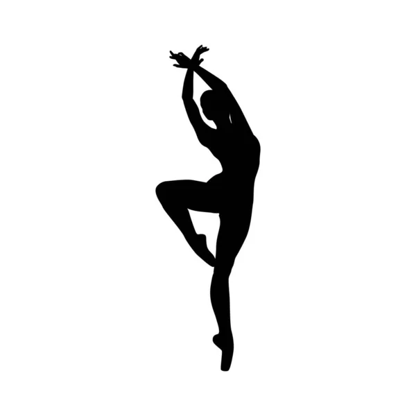 Danser Vrouw Silhouet Vector Illustratie Zwart Wit — Stockvector