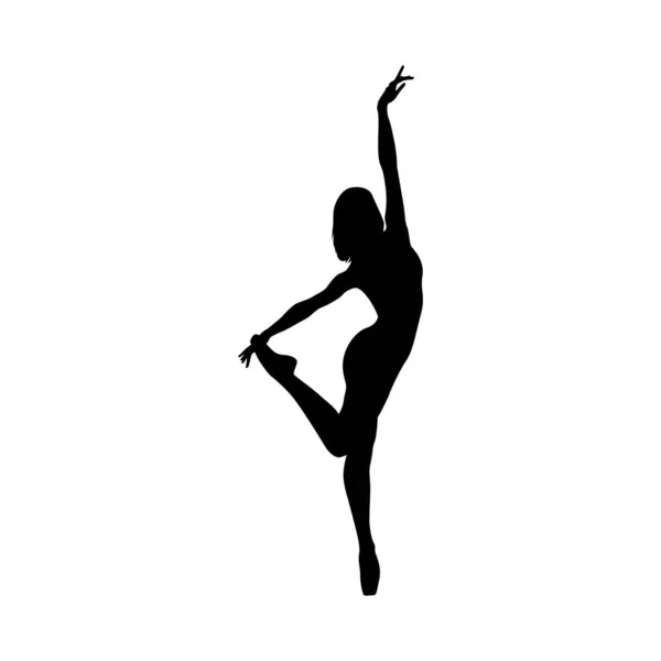 Danseuse Femme Silhouette Vectorielle Illustration Noir Blanc — Image vectorielle