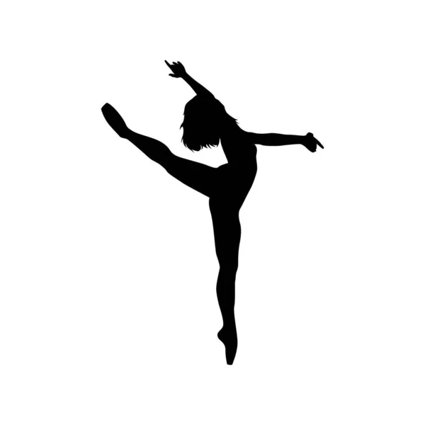 Dancer Woman Silhouette Vector Illustration Black White — Stock Vector
