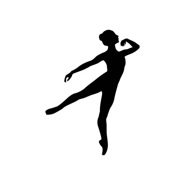 Bailarina Mujer Silueta Vector Ilustración Blanco Negro — Vector de stock