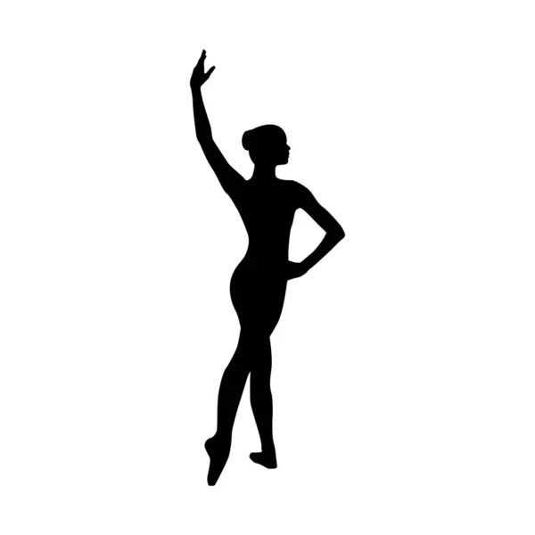 Ballerina Donna Silhouette Vettoriale Illustrazione Bianco Nero — Vettoriale Stock