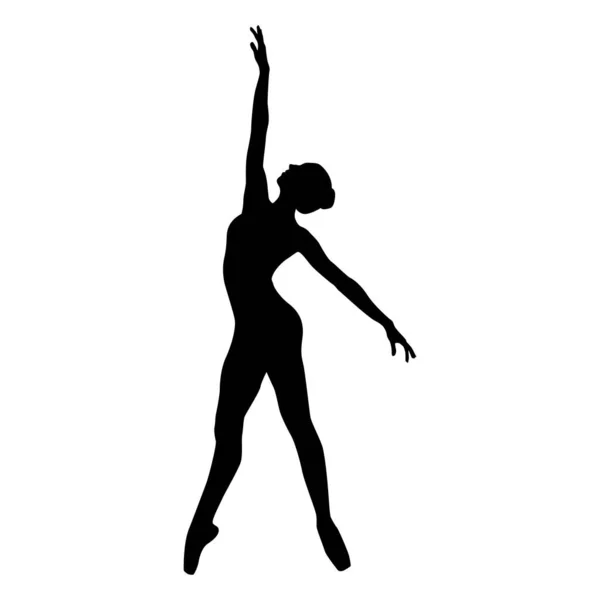 Bailarina Mujer Silueta Vector Ilustración Blanco Negro — Vector de stock