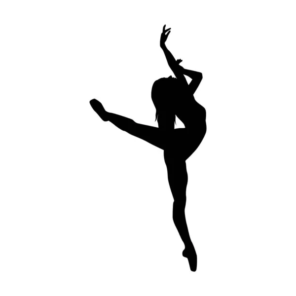 Bailarina Mujer Silueta Vector Ilustración Blanco Negro — Archivo Imágenes Vectoriales