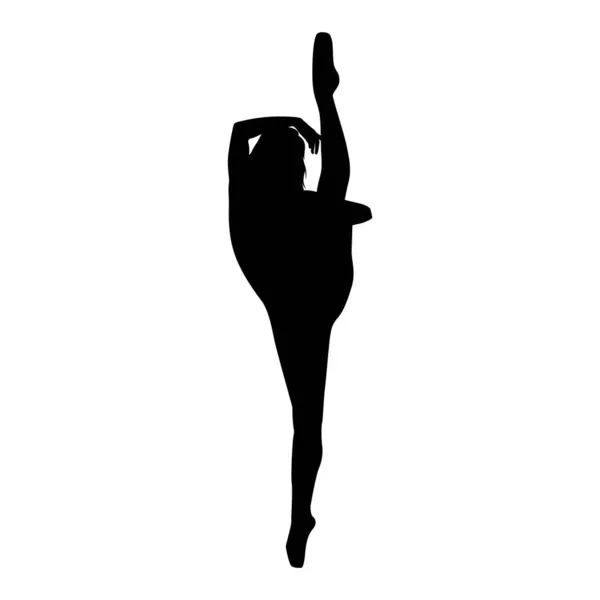 Dancer Woman Silhouette Vector Illustration Black White — Stock Vector