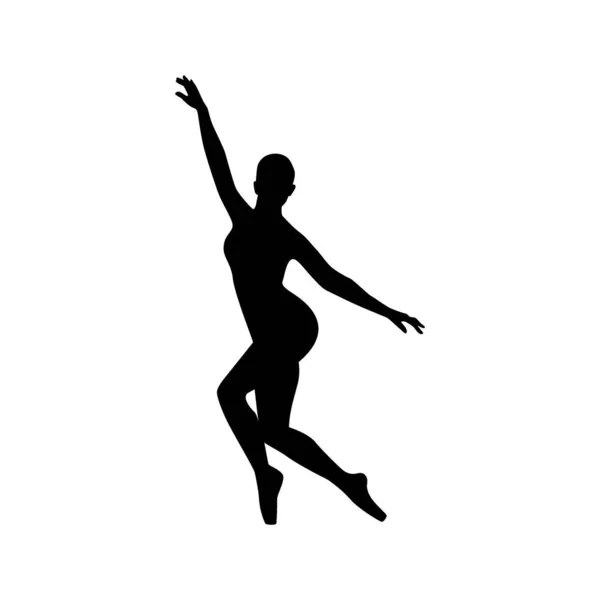 Dançarina Mulher Silhueta Vetor Ilustração Preto Branco — Vetor de Stock