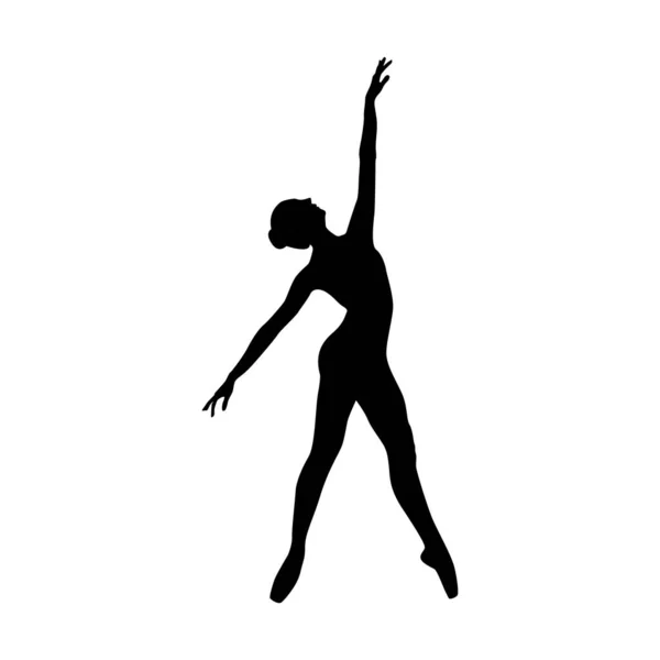 Ballerina Donna Silhouette Vettoriale Illustrazione Bianco Nero — Vettoriale Stock