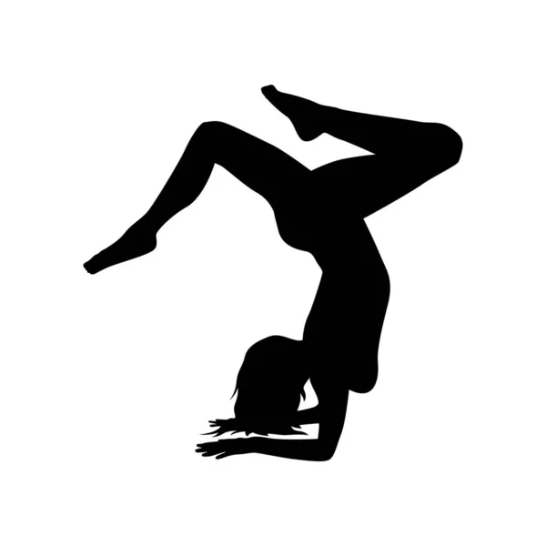 Yoga Silhouette Vector Illustration Black White — Stock Vector