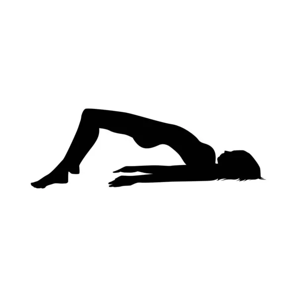 Yoga Silhuett Vektor Illustration Svart Och Vitt — Stock vektor