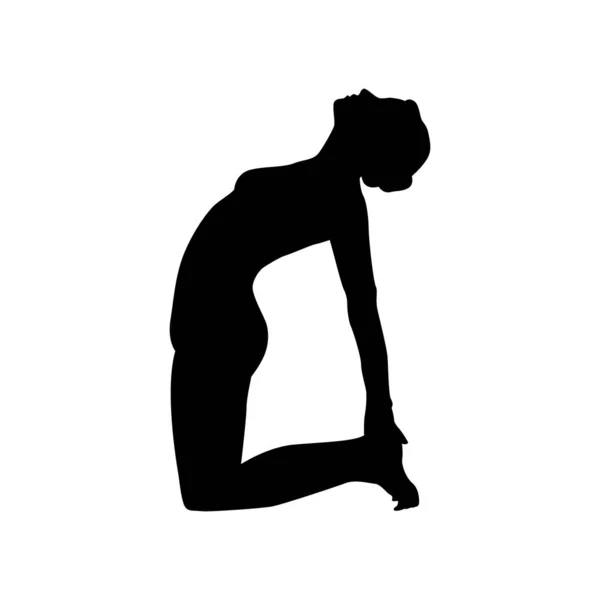 Yoga Silhuett Vektor Illustration Svart Och Vitt — Stock vektor