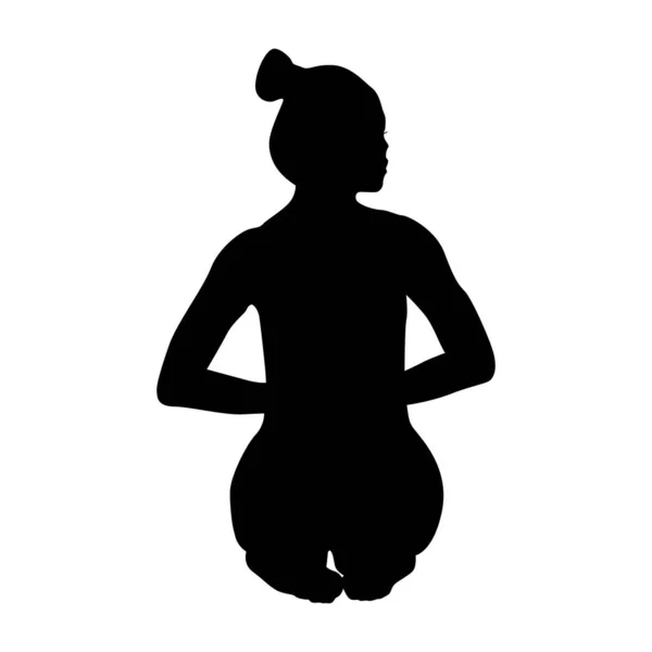 Yoga Silhouette Vector Illustration Black White — Stock Vector